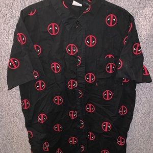 Black Deadpool Button-down Shirt